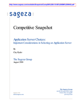 Application Server Choices: Important Considerations in Selecting an Application Server