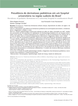 Prevalence of Pediatric Dermatoses in a University Hospital in Southeastern Brazil