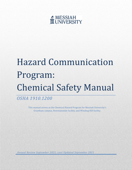 Hazard Communication Program: Chemical Safety Manual