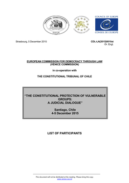 “The Constitutional Protection of Vulnerable Groups: a Judicial Dialogue”