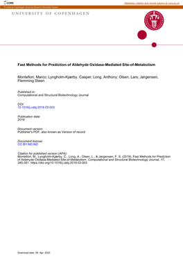 Fast Methods for Prediction of Aldehyde Oxidase-Mediated Site-Of-Metabolism