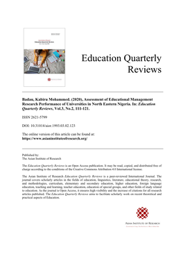 Education Quarterly Reviews