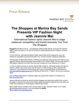 The Shoppes at Marina Bay Sands Presents VIP Fashion Night With