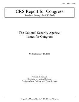 CRS Report for Congress Received Through the CRS Web