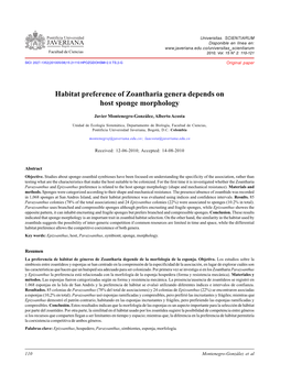 Habitat Preference of Zoantharia Genera Depends on Host Sponge Morphology