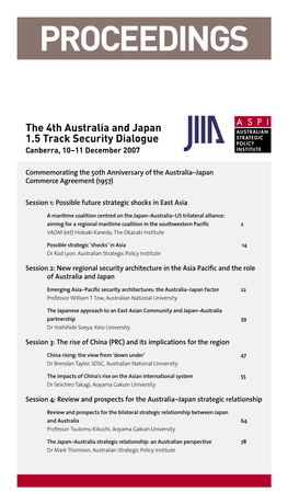 The 4Th Australia and Japan 1.5 Track Security Dialogue, Canberra