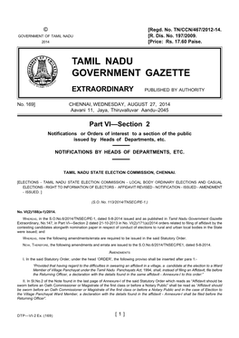 169] CHENNAI, WEDNESDAY, AUGUST 27, 2014 Aavani 11, Jaya, Thiruvalluvar Aandu–2045