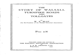 The Story of Walsall Turnpike Roads and Tollgates