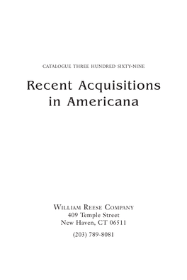 Recent Acquisitions in Americana