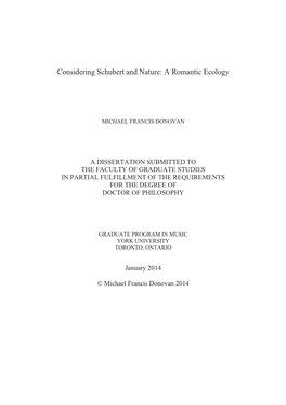 Considering Schubert and Nature: a Romantic Ecology