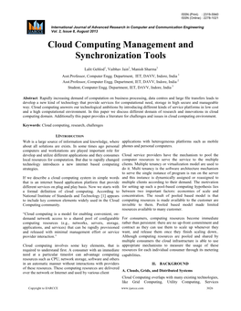 Cloud Computing Management and Synchronization Tools