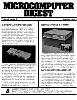 8-Bit Bipolar Microprocessor Mostek Offering Z-80 Family