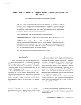 MORFOLOGIA E ANATOMIA DA SEMENTE DE Esenbeckia Grandifloramart. (RUTACEAE)1