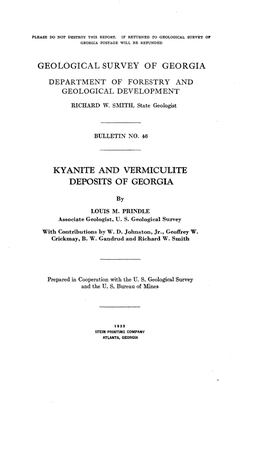 B-46 Kyanite and Vermiculite Deposits of Georgia