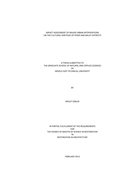 I IMPACT ASSESSMENT of MAJOR URBAN INTERVENTIONS on THE