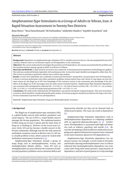 Amphetamine-Type Stimulants in a Group of Adults in Tehran, Iran: A