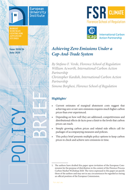 Achieving Zero Emissions Under a Cap-And-Trade System by Many Well-Known Economists7), While Dedicated Schilb and Hallegatte, 2014; Vogt-Schilb Et Al., 2018)