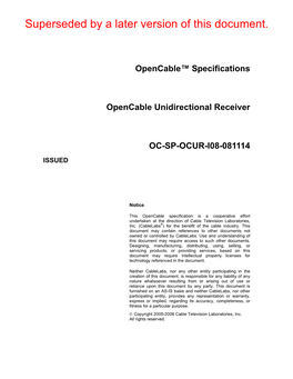 Opencable™ Specifications