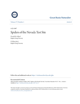 Spiders of the Nevada Test Site Dorald M