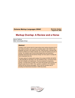 Markup Overlap: a Review and a Horse