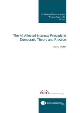 The All Affected Interests Principle in Democratic Theory and Practice