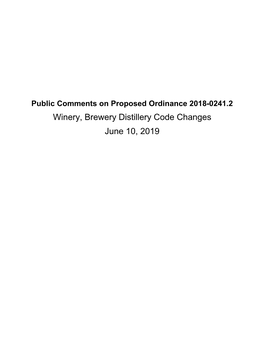 Winery, Brewery Distillery Code Changes June 10, 2019 Auzins, Erin