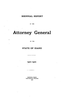 Idaho Attorney General's Annual Report 1901-1902