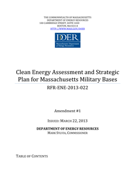 Clean Energy Assessment and Strategic Plan for Massachusetts Military Bases RFR-ENE-2013-022