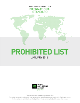 2016 Prohibited List