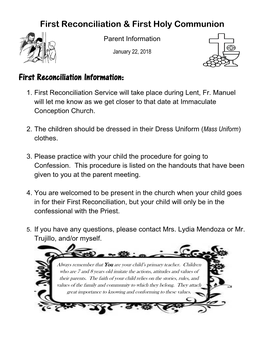 First Reconciliation & First Holy Communion