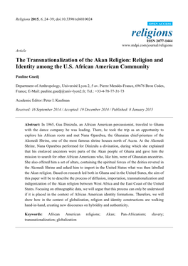 The Transnationalization of the Akan Religion: Religion and Identity Among the U.S