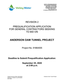 Anderson Dam Tunnel Project