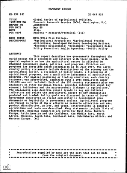 DOCUMENT RESUME ED 292 987 CE 049 925 TITLE Global