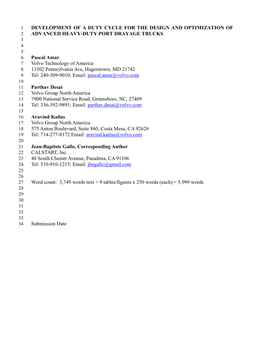 Development of a Duty Cycle for Design and Optimization Of