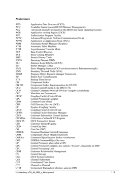 Uni Hamburg Zos A5 IBM Z Akronyme