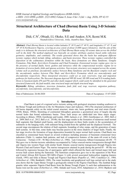 (Bornu) Basin Using 3-D Seismic Data