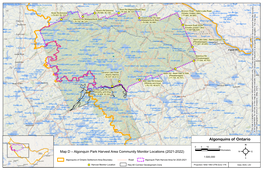 Algonquin Park Harvest Area Community Monitor Locations (2021-2022)