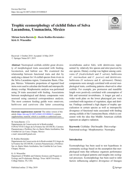 Trophic Ecomorphology of Cichlid Fishes of Selva Lacandona, Usumacinta, Mexico