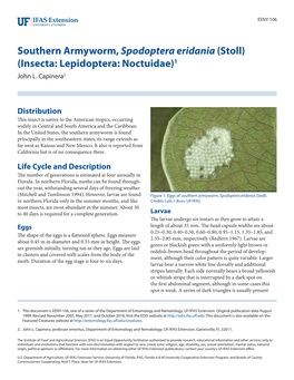 Southern Armyworm, Spodoptera Eridania (Stoll) (Insecta: Lepidoptera: Noctuidae)1 John L