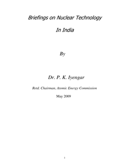 Briefings on Nuclear Technology in India