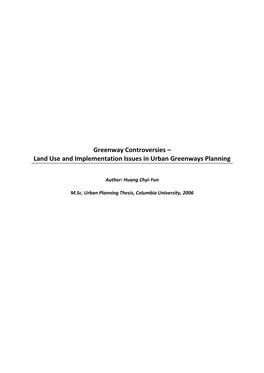 Land Use and Implementation Issues in Urban Greenways Planning
