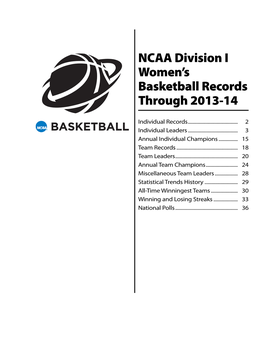 NCAA Division I Women's Basketball Records Through 2013-14