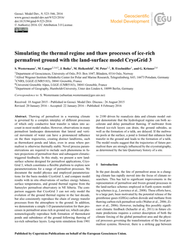 Simulating the Thermal Regime and Thaw Processes of Ice-Rich Permafrost Ground with the Land-Surface Model Cryogrid 3