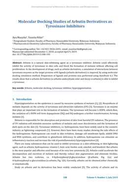 Molecular Docking Studies of Arbutin Derivatives As Tyrosinase Inhibitors