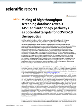 Mining of High Throughput Screening Database Reveals AP-1 And