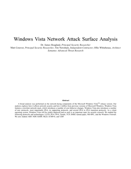 Windows Vista Network Attack Surface Analysis Dr