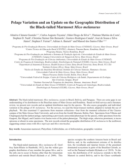 Pelage Variation and an Update on the Geographic Distribution of the Black-Tailed Marmoset Mico Melanurus