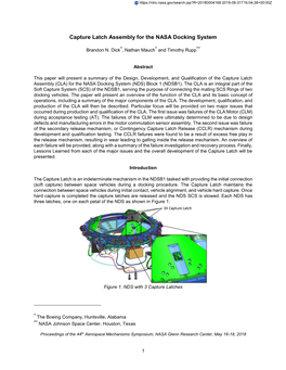 Capture Latch Assembly for the NASA Docking System