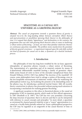 Spacetime As a Causal Set: Universe As a Growing Block?