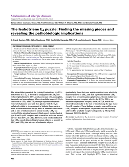 The Leukotriene E4 Puzzle: Finding the Missing Pieces and Revealing the Pathobiologic Implications